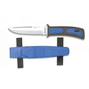 Cuchillo Abainox Submarinismo 31333-AZ con hoja de acero 3Cr13Mov de 11,7 cm y empuñadura de ABS - Goma / Azul de 11,8 cm.