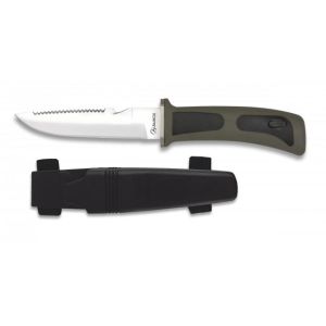 Cuchillo Albainox Submarinismo 31333-NE con hoja de acero 3Cr13Mov de 11,7 cm y empuñadura de ABS - Goma / Negro de 11,8 cm.