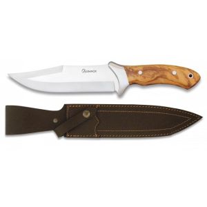 Cuchillo Albainox Caza 31657 con hoja de acero 3Cr13Mov de 15,6 cm y empuñadura de Olivo de 13 cm.