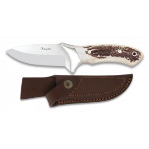 Cuchillo Albainox Caza 31660 con hoja de acero 3Cr13Mov de 10,5 cm y empuñadura de Asta de Ciervo de 11,5 cm.