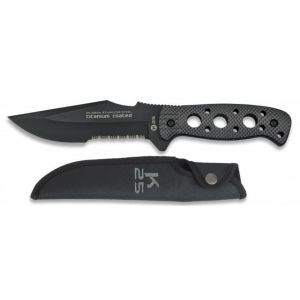 Cuchillo Táctico K-25 31824 con hoja de acero 7Cr17Mov de 13,5 cm y empuñadura de Aluminio / Gris de 11,5 cm.