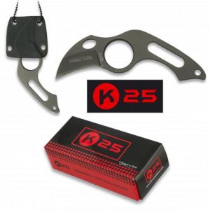 Cuchillo Táctico K-25 31849 con hoja de acero 7Cr17Mov de 3,9 cm y empuñadura de Acero Sin Cachas de 8,6 cm.