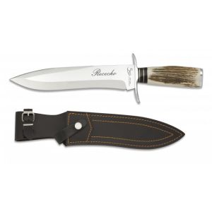 Cuchillo Deportivo Albainox Rececho 32080 con hoja de acero 7Cr17Mov HRC 56-58 de 24 cm y empuñadura de Asta de Ciervo de 13 cm.