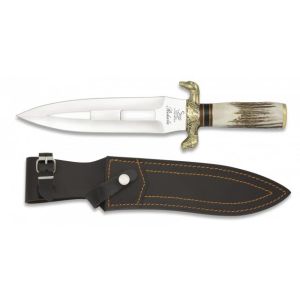 Cuchillo Deportivo Steel 440 Rehala 32083 con hoja de acero 7Cr17Mov HRC 56-58 de 23,5 cm y empuñadura de Asta de Ciervo de 14,5 cm.