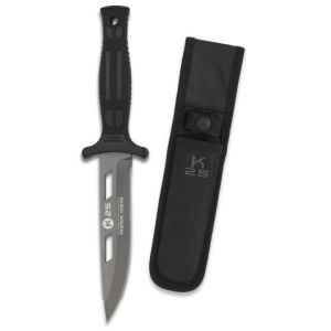 Cuchillo Táctico Botero K-25 32193 con hoja de acero 7Cr17Mov de 12,8 cm y empuñadura de Goma / Negro de 10,9 cm.