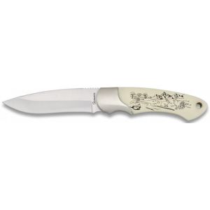 Cuchillo Deportivo Monte Albainox Conejos 32199GR567 con hoja de acero 3Cr13Mov de 9,3 cm y empuñadura de ABS / Blanco de 11,1 cm.