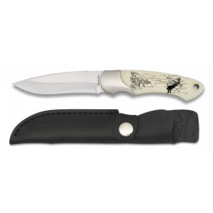 Cuchillo Deportivo Monte Albainox Pesca 32199GR569 con hoja de acero 3Cr13Mov de 9,3 cm y empuñadura de ABS / Blanco de 11,1 cm.