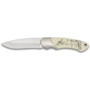 Cuchillo Deportivo Monte Albainox Ciervo 32199GR571 con hoja de acero 3Cr13Mov de 9,3 cm y empuñadura de ABS / Blanco de 11,1 cm.