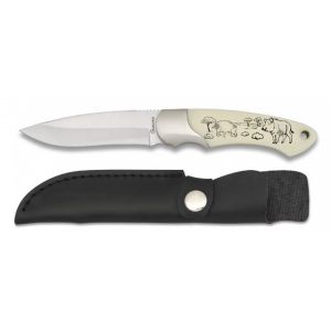 Cuchillo Deportivo Monte Albainox Jabalí 32199GR573 con hoja de acero 3Cr13Mov de 9,3 cm y empuñadura de ABS / Blanco de 11,1 cm.