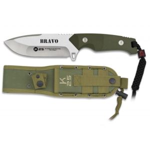 Cuchillo Táctico K-25 Bravo 32260 con hoja de acero 7Cr17Mov de 12,5 cm y empuñadura de g-10 / Verde de 13 cm.