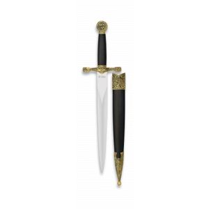 Cuchillo Decoracion Tole10 32303 con hoja de acero 3Cr13Mov de 23,7 cm y empuñadura de ABS - Zamak / Dorado de 12,7 cm.