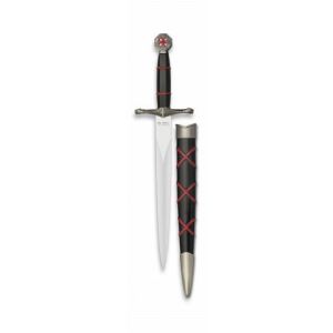 Cuchillo Decoración Tole10 32310 con hoja de acero 3Cr13Mov de 23,6 cm y empuñadura de ABS - Zamak / Negro y Rojo de 13,4 cm.