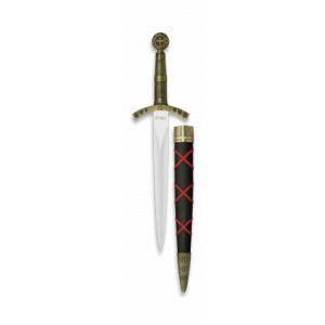 Cuchillo Decoración Tole10 Templario 32311 con hoja de acero 3Cr13Mov de 24 cm y empuñadura de Zamak / Dorado de 12,6 cm.