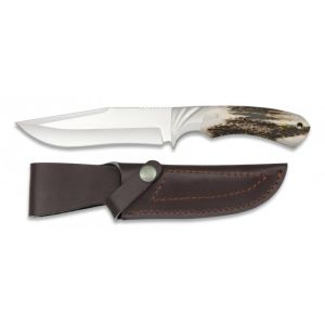 Cuchillo Albainox Caza 32318 con hoja de acero 3Cr13Mov de 14 cm y empuñadura de Asta de Ciervo de 12 cm.