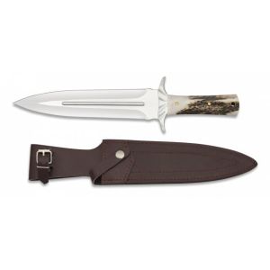 Cuchillo Deportivo Albainox Rematador 32321 con hoja de acero 3Cr13Mov de 23,5 cm y empuñadura de Asta de Ciervo de 14 cm.