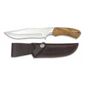 Cuchillo Albainox Caza 32358 con hoja de acero 3Cr13Mov de 13,7 cm y empuñadura de Olivo de 12,3 cm.