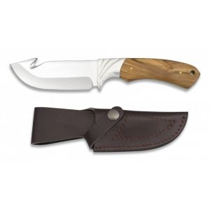 Cuchillo Albainox Caza 32359 con hoja de acero 3Cr13Mov de 10,3 cm y empuñadura de Olivo de 12,4 cm.
