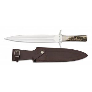 Cuchillo Albainox Caza 32363 con hoja de acero 3Cr13Mov de 24,4 cm y empuñadura de Asta de Ciervo de 12,8 cm.