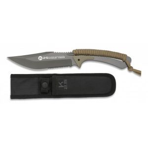 Cuchillo Táctico K-25 32378 con hoja de acero 7Cr17Mov de 13,3 cm y empuñadura de g-10 + Encordado Coyote de 12 cm.