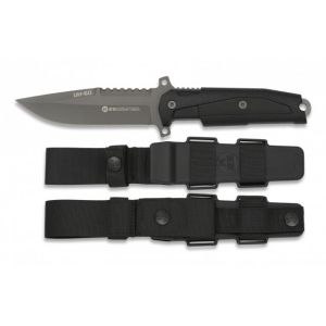 Cuchillo Táctico K-25 UH-60 32380 con hoja de acero 7Cr17Mov de 11,5 cm y empuñadura de Goma / Negro de 12,5 cm.