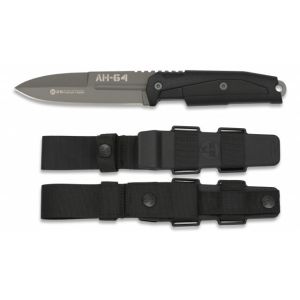 Cuchillo Táctico K-25 AH-64 32392 con hoja de acero 7Cr17Mov de 11,5 cm y empuñadura de Goma / Negro de 12,5 cm.