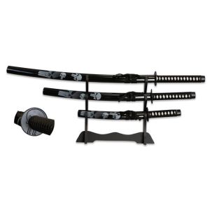 Set 3 Katanas Tole10 Calaveras con Peana 32584.