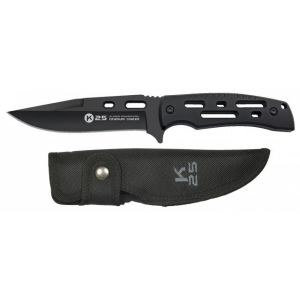 Cuchillo Táctico K-25 32609 con hoja de acero 7Cr17Mov de 13,2 cm y empuñadura de Aluminio Negro de 11,5 cm.