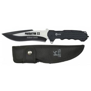Cuchillo Táctico K-25 Predator Ii 32619 con hoja de acero 7Cr17Mov de 14 cm y empuñadura de Aluminio / Engomado Negro de 13 cm.