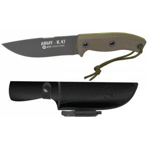 Cuchillo K-25 Army K47 32620 con hoja de acero 7Cr17Mov de 13 cm y empuñadura de Micarta de 12,3 cm.