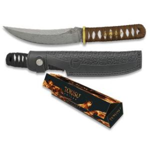 Cuchillo TOKISU Damasco CNC funda piel 