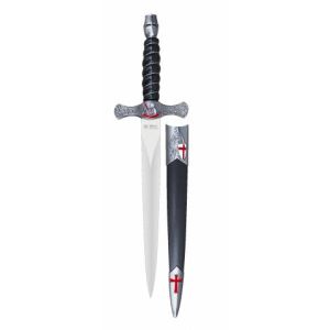 Cuchillo Decoración Tole10 Templarios 32637 con hoja de acero 3Cr13Mov de 24 cm y empuñadura de ABS-Zamak de 13 cm.