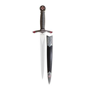 Cuchillo Decoración Tole10 Templarios 32638 con hoja de acero 3Cr13Mov de 24 cm y empuñadura de ABS-Zamak de 13 cm.