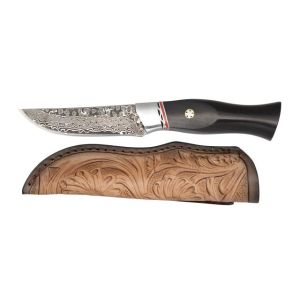Cuchillo Albainox Damasco 32674 con hoja de acero Damasco 73 capas de 9 cm y empuñadura de Ébano negro de 11,2 cm.