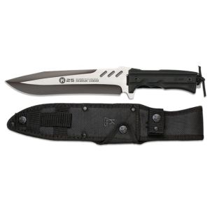 Cuchillo K-25 Táctico 32686 con hoja de acero 3Cr13Mov de 22,8 cm y empuñadura de SFL/Negro de 13,5 cm.