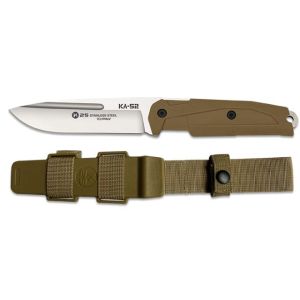 Cuchillo Táctico K-25 KA-52 32687 con hoja de acero 7Cr17Mov de 11,5 cm y empuñadura de Goma/Coyote de 12,3 cm.
