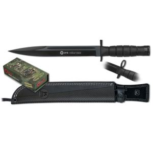 Cuchillo Bayoneta K-25 32689 con hoja de acero 7Cr17Mov de 26 cm y empuñadura de G10/Negro de 13 cm.