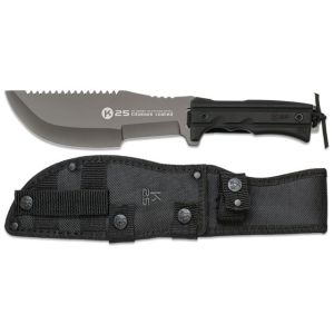 Cuchillo K-25 Táctico 32694 con hoja de acero 3Cr13Mov de 19,4 cm y empuñadura de SFL/Negro de 13,5 cm.