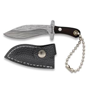 Cuchillo Llavero Albainox 32712 con hoja de acero 3Cr13Mov de 5,3 cm y empuñadura de estamina negra de 2,7 cm.