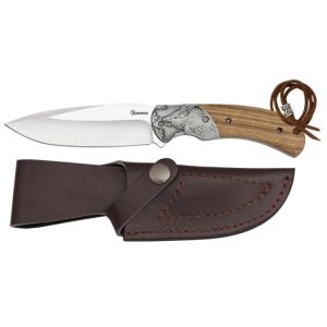 Cuchillo de Caza Albainox Jabalí 32751 con hoja de acero 3Cr13Mov de 12 cm y empuñadura de Zebra de 12 cm.