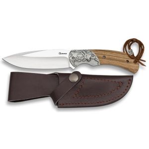 Cuchillo de Caza Albainox Ciervo 32752 con hoja de acero 3Cr13Mov de 12 cm y empuñadura de Zebra de 12 cm.