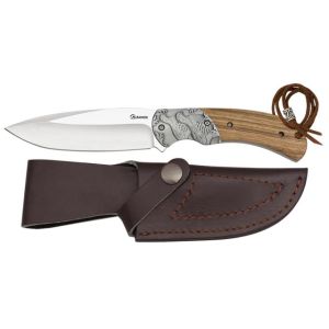 Cuchillo de Caza Albainox Perdiz 32753 con hoja de acero 3Cr13Mov de 12 cm y empuñadura de Zebra de 12 cm.