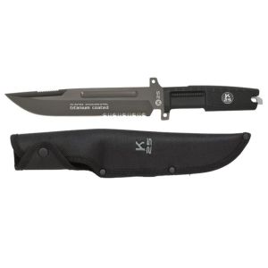 Cuchillo Táctico K-25 32755 con hoja de acero 7Cr17Mov de 20 cm y empuñadura de Goma Negro de 13 cm.