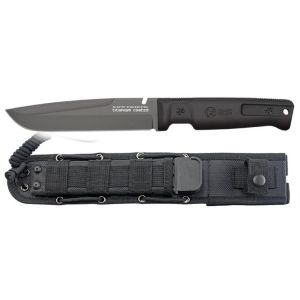 Cuchillo Táctico K-25 32757 con hoja de acero 4CR13MOV de 15 cm y empuñadura de Goma Negra de 13,2 cm.