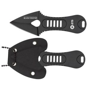 Cuchillo Táctico K-25 32759 con hoja de acero 7Cr17Mov de 4,4 cm y empuñadura de Acero Negro de 7,1 cm.