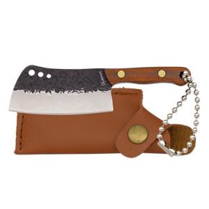Cuchillo de Caza Llavero Albainox 32768 con hoja de acero 3Cr13Mov de 4,9 cm y empuñadura de Madera de 4 cm.