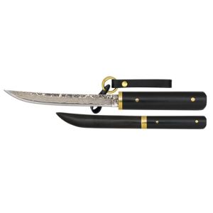 Cuchillo de Caza Albainox 32778 con hoja de acero Damasco 67 capas de 10,7 cm y empuñadura de Ébano de 8,3 cm.