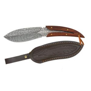 Cuchillo de Caza Albainox Pluma 32779 con hoja de acero 3Cr13Mov de 10,6 cm y empuñadura de Madera de 9,1 cm.