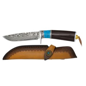 Cuchillo Albainox 32789 con hoja de acero Damasco 73 capas de 12 cm y empuñadura de Ébano y Resina de 12,5 cm.