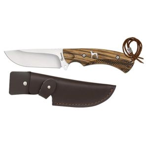 Cuchillo de Caza Albainox Podenco Español 32797 con hoja de acero 3Cr13Mov de 10,5 cm y empuñadura de Zebra de 12,8 cm.