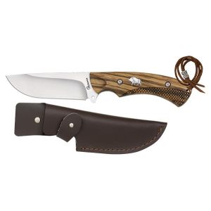 Cuchillo de Caza Albainox Jabalí 32799 con hoja de acero 3Cr13Mov de 10,5 cm y empuñadura de Zebra de 12,8 cm.